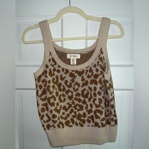 Jessica Simpson Tank Sweater Tan Leopard Print Size Medium New